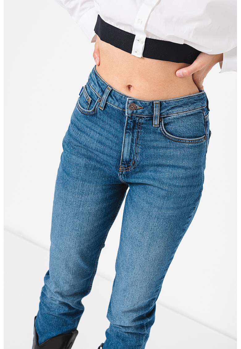 Blugi mom fit cu aspect decolorat Noe - Albastru
