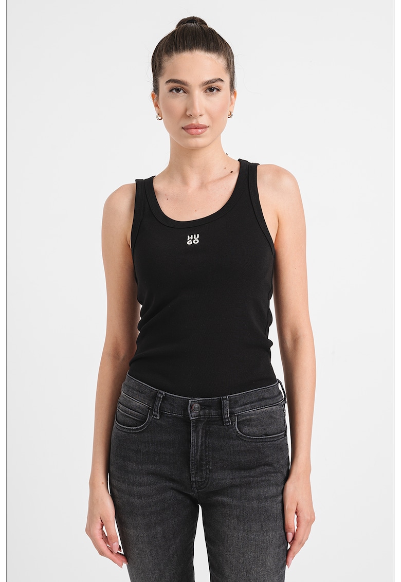 Top slim-fit Datamia - Negru