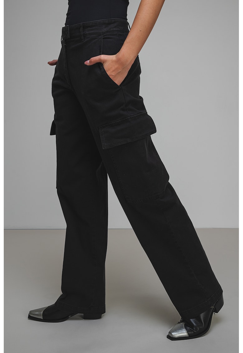 Pantaloni cargo cu talie medie