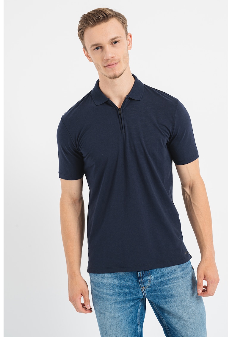 Tricou polo cu fenta cu fermoar Dekok