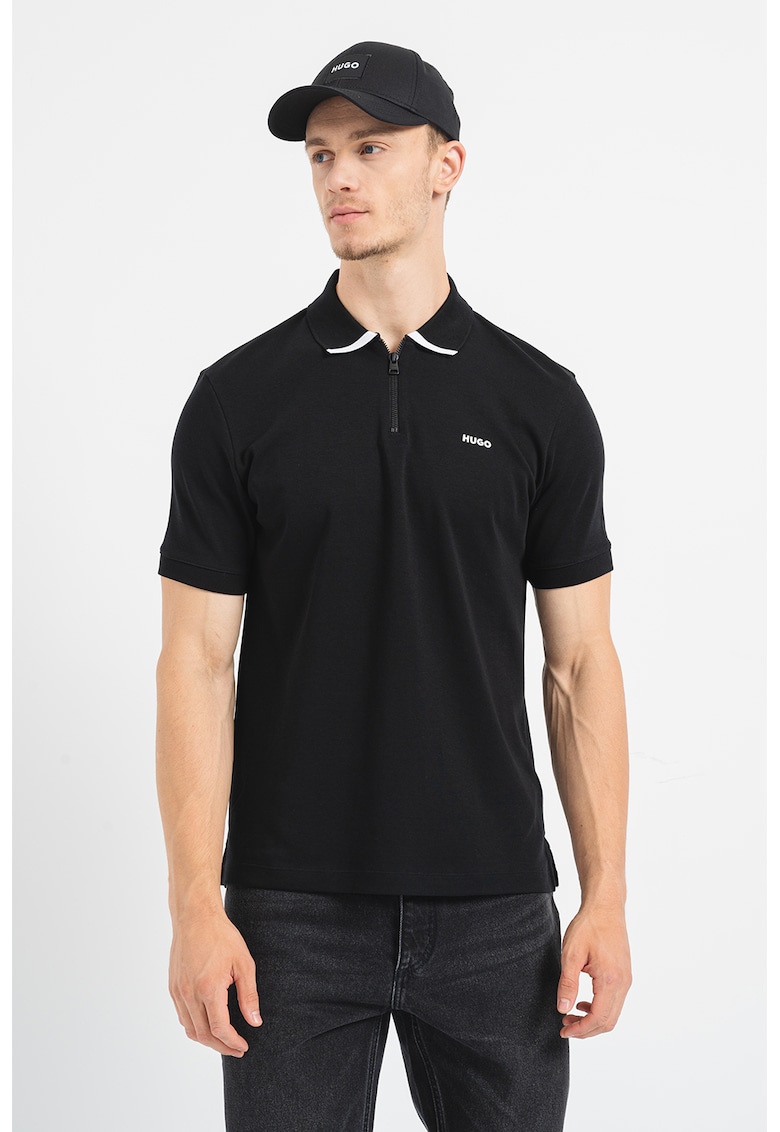 Tricou polo cu fenta cu fermoar Dalomino