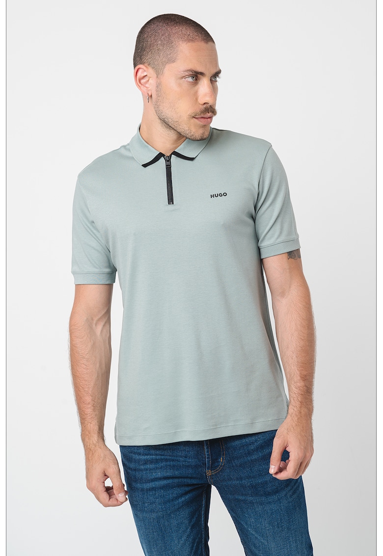 Tricou polo cu fenta cu fermoar Dalomino