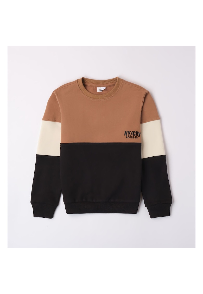 Bluza flausata cu imprimeu pentru baieti - 4.7703 - Negru/Maro