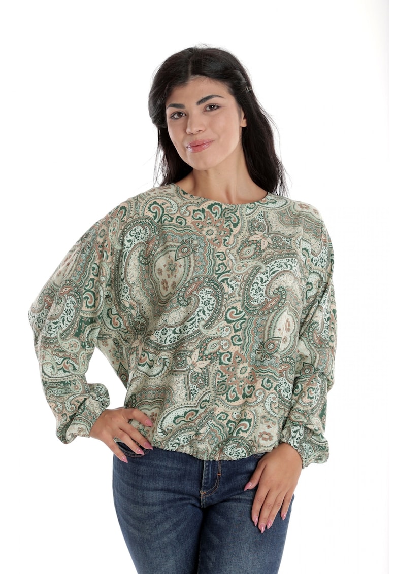 888144257-Bluza Dama - cu Maneca lunga tip Kimono - Verde