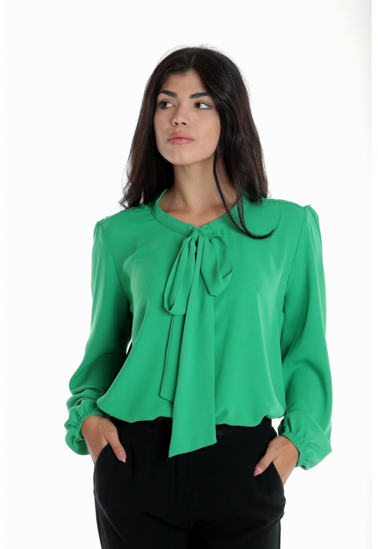 888144255-Bluza Dama - cu Maneca lunga Ampla cu Funda - Verde