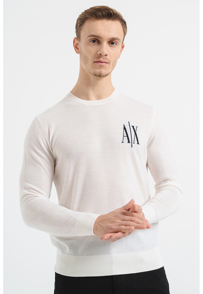 Pulover tricotat fin de lana cu logo