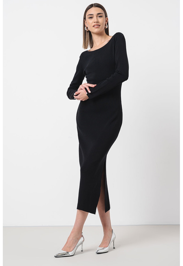 Rochie bodycon midi cu slit lateral