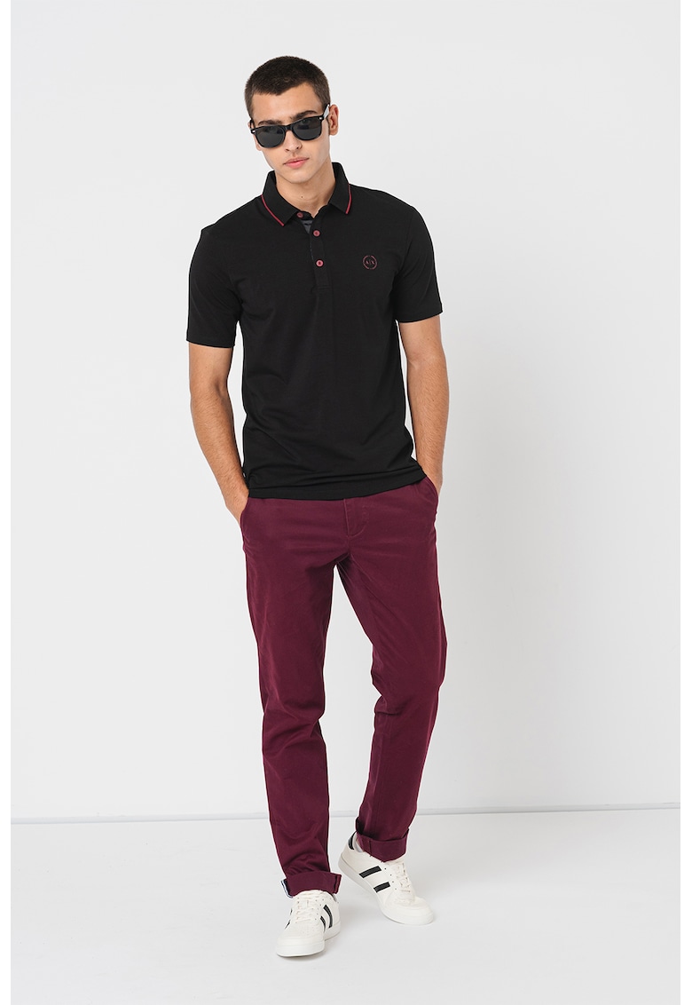 Tricou polo slim fit cu logo