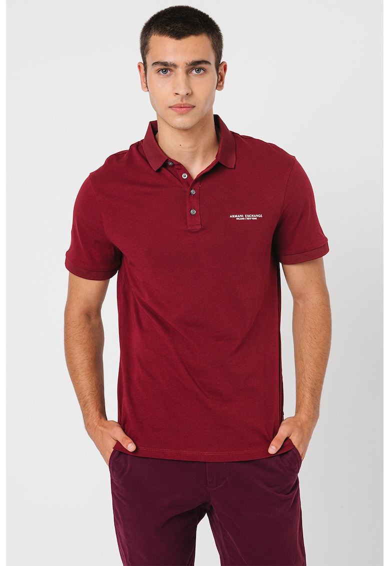 Tricou polo slim fit cu logo