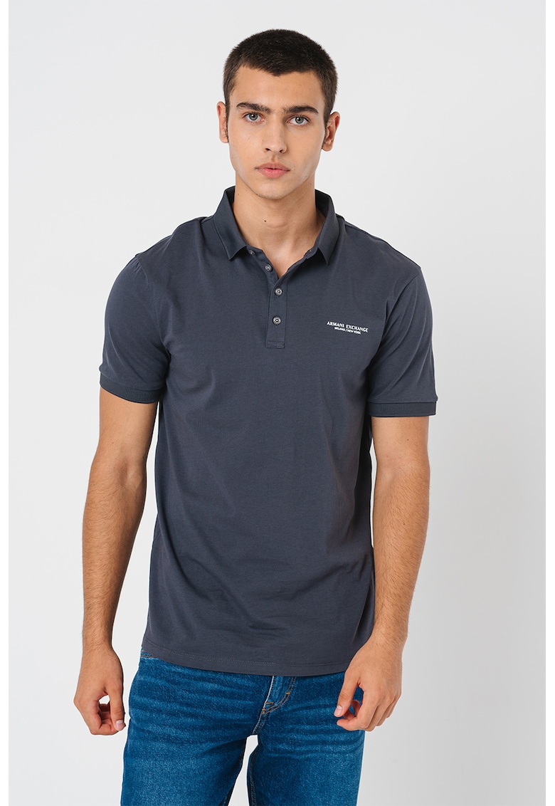 Tricou polo slim fit cu logo