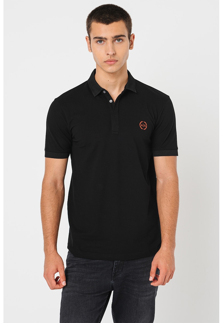 Tricou polo slim fit cu logo discret