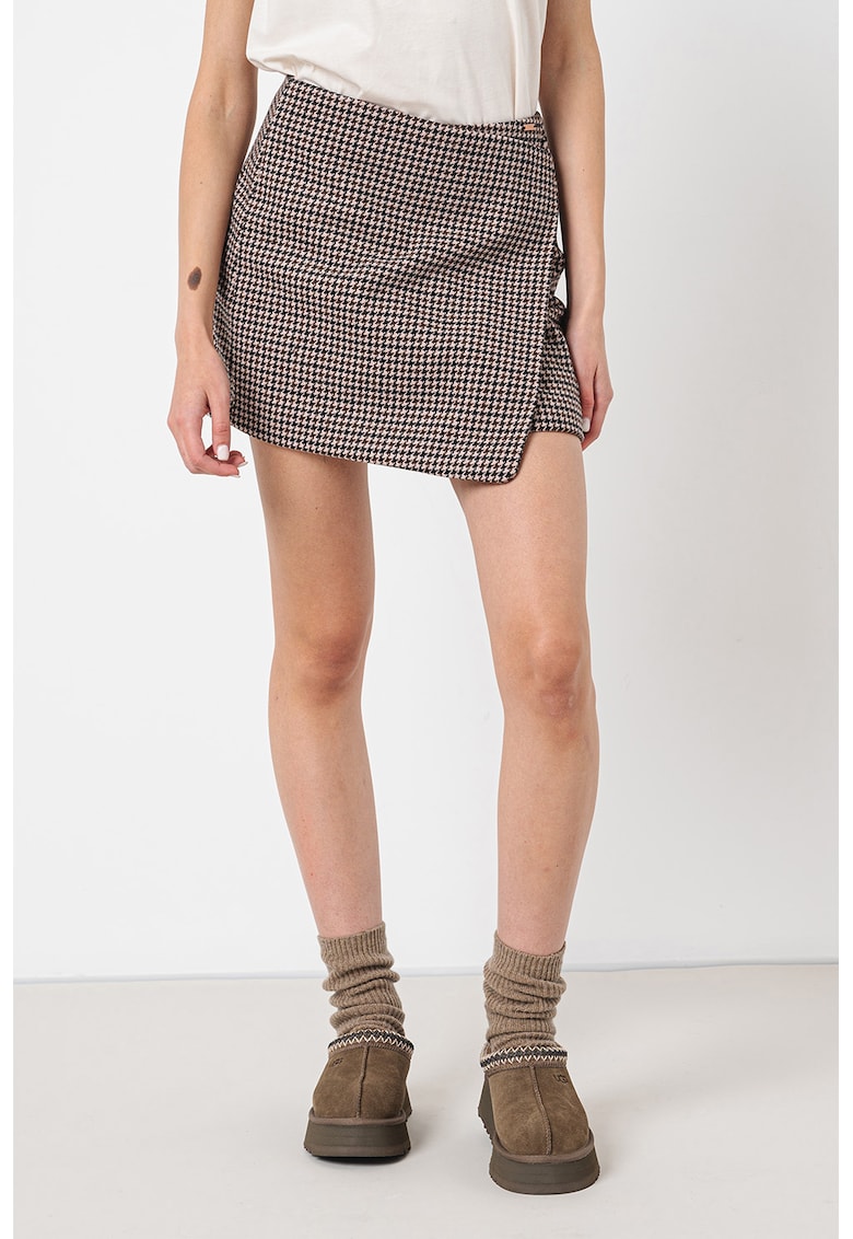 Fusta din amestec de lana cu model houndstooth