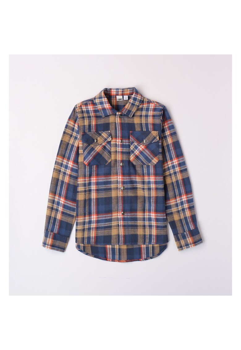 Camasa cu model carouri pentru baiat - 4.7683 - Multicolor - Portocaliu/Bej/Multicolor/Albastru