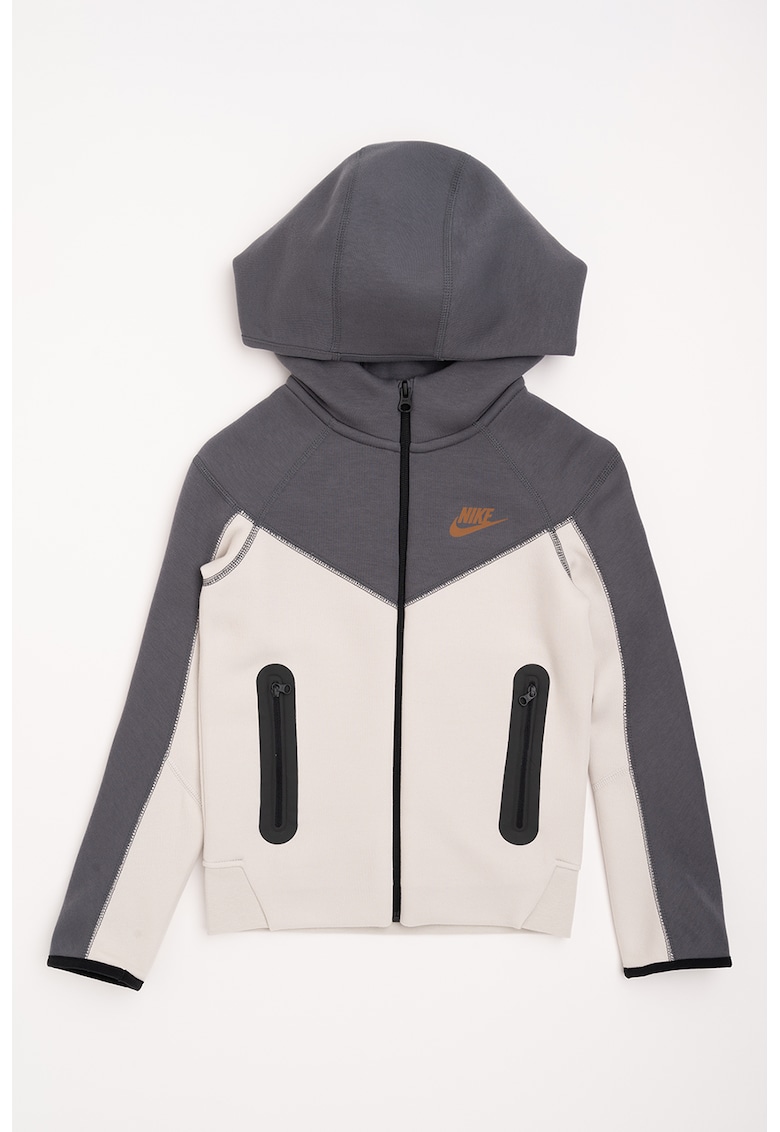 Hanorac cu maneci raglan Tech - Alb murdar/Gri inchis