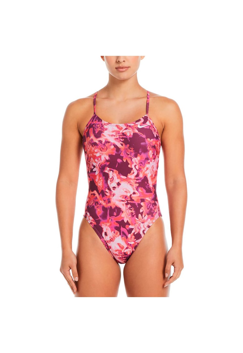Costum inot piscina femei Multi Print Cutout One Piece - Roz