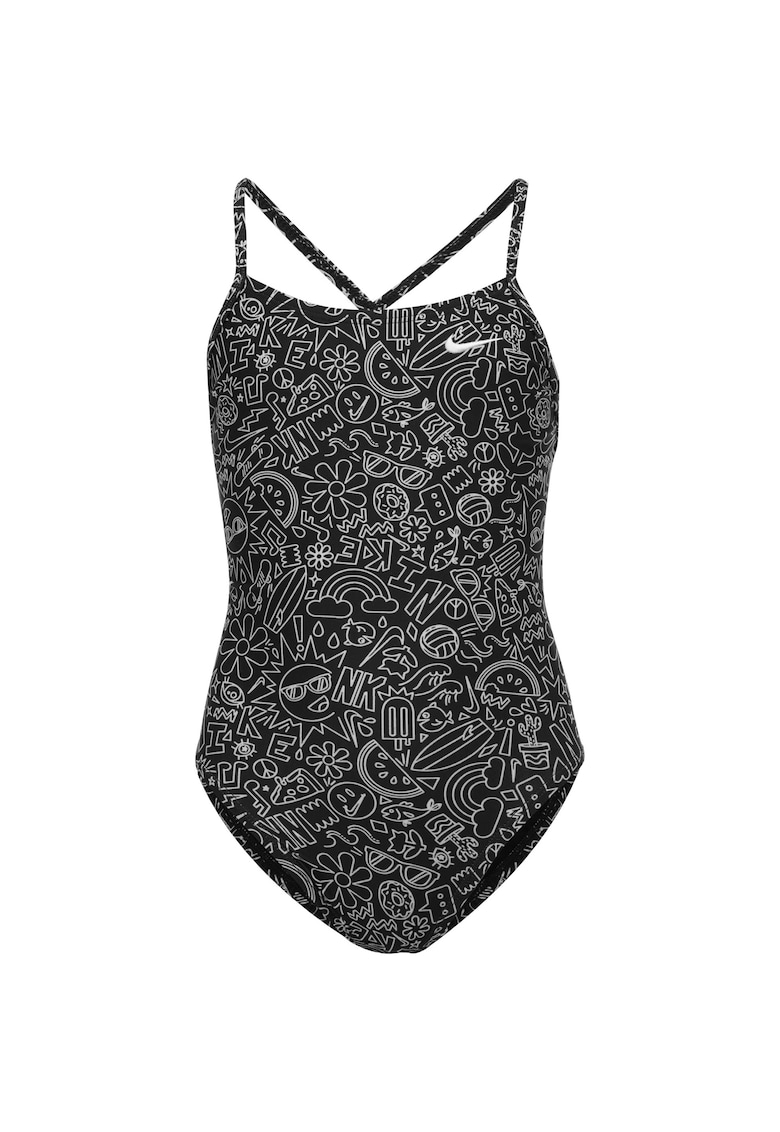 Costum inot piscina femei Charms Multi Print Lace Up Back One Piece - marime - Negru