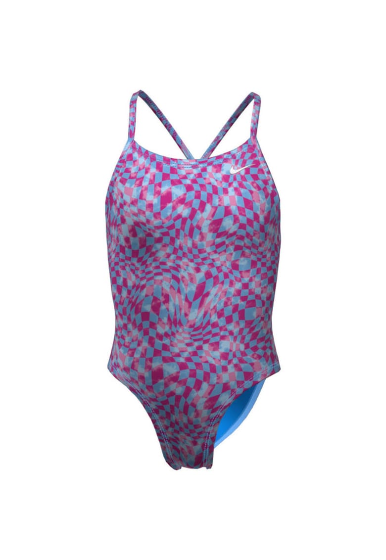 Costum inot piscina femei Charms Multi Print Lace Up Back One Piece - marime - Roz/Albastru