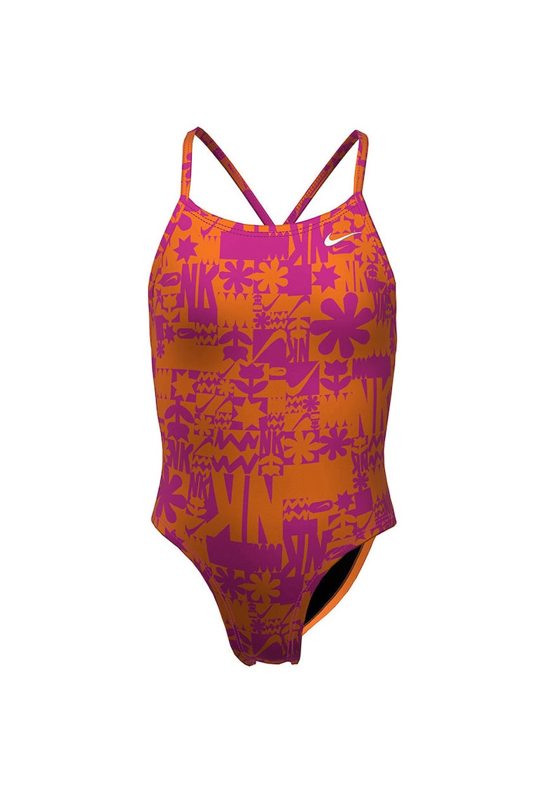 Costum inot piscina femei Charms Multi Print Lace Up Back One Piece - marime - Portocaliu/Roz