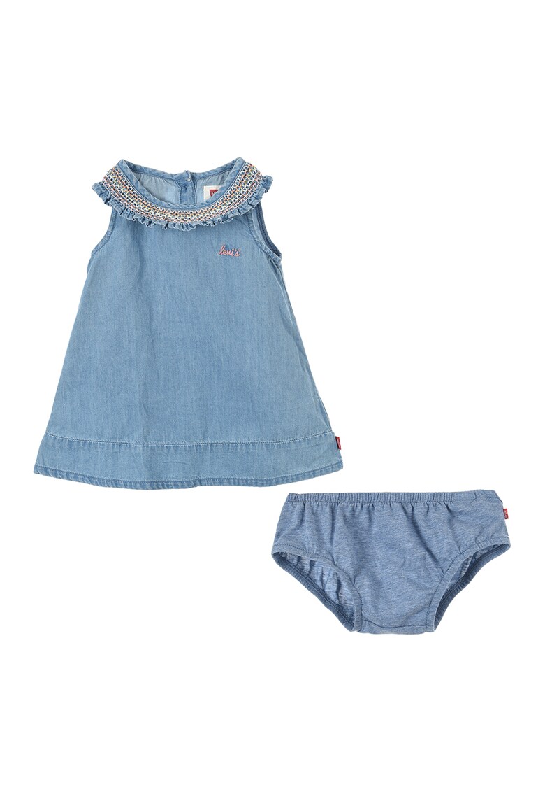Set de rochie cu croiala A din denim si chiloti