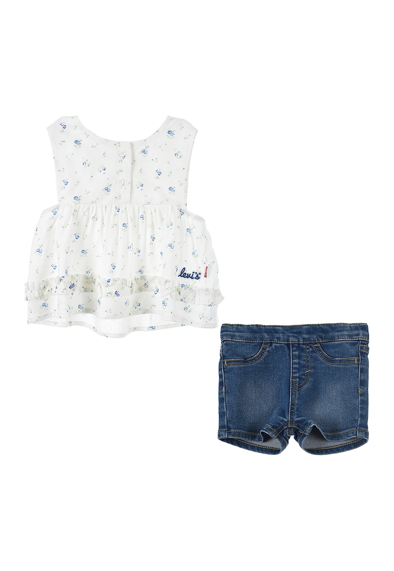 Set de top cu imprimeu floral si blugi scurti