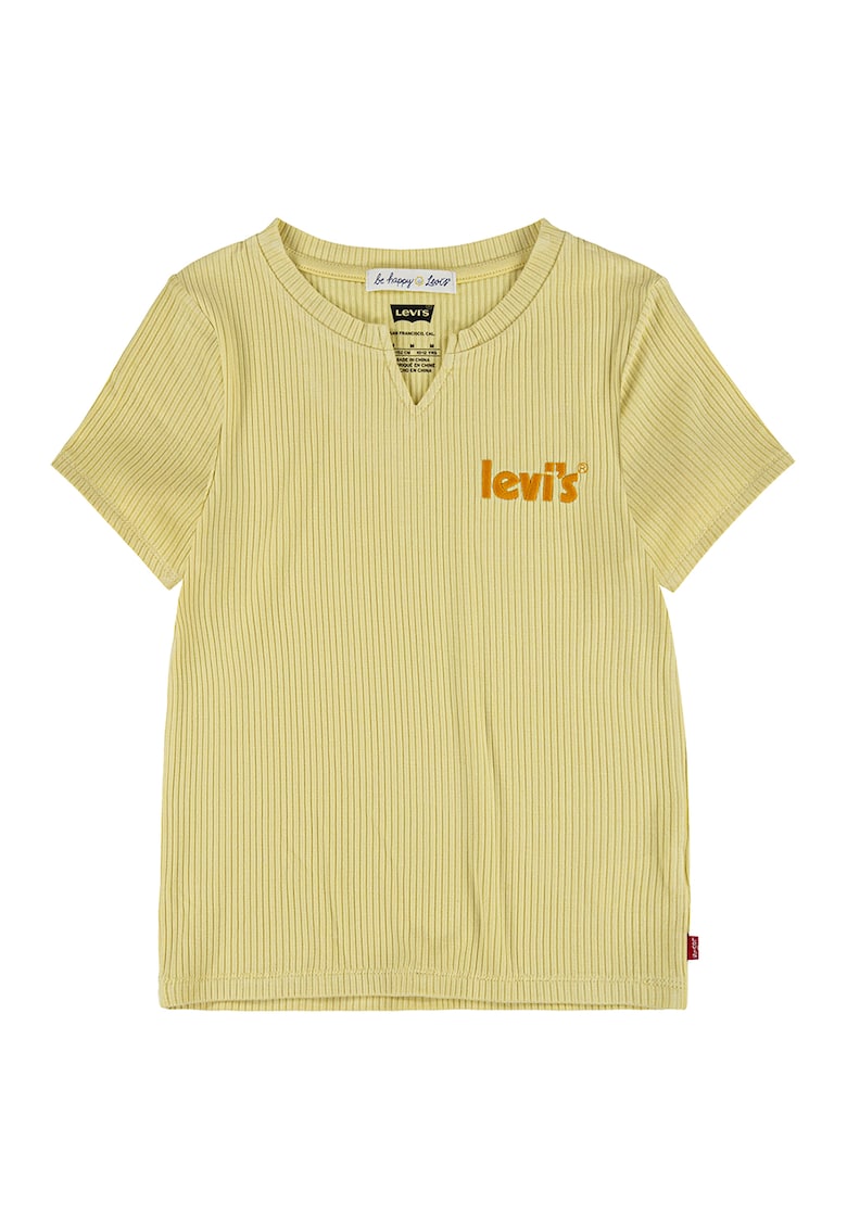 Tricou striat cu decolteu la baza gatului