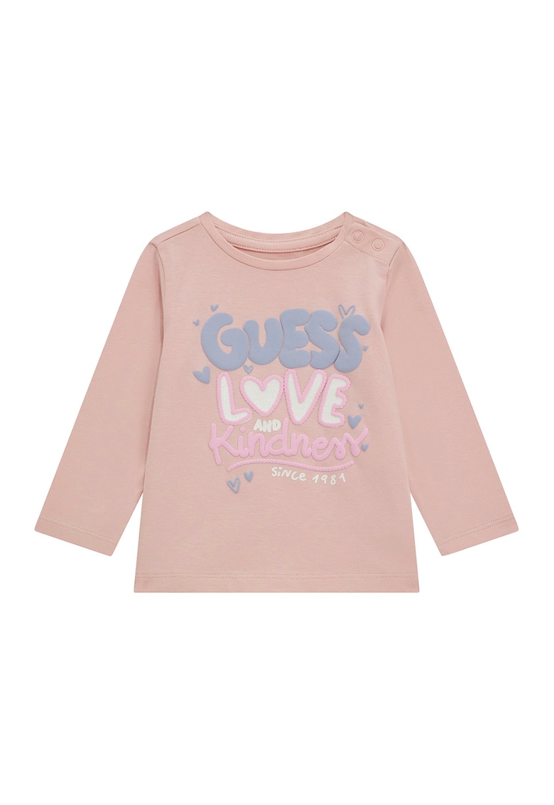 GUESS - Bluza cu imprimeu si decolteu la baza gatului