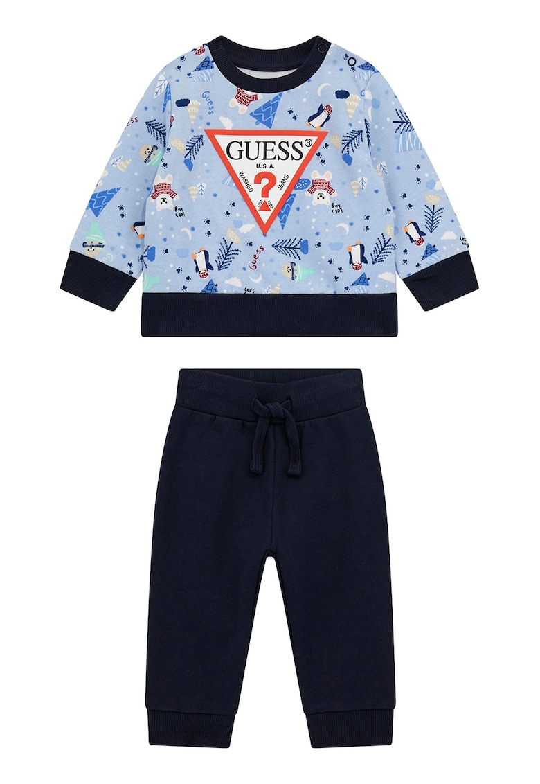 GUESS - Set de bluza de trening cu model si pantaloni de trening