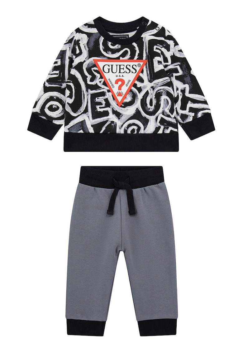 GUESS - Set de bluza de trening cu model si pantaloni de trening