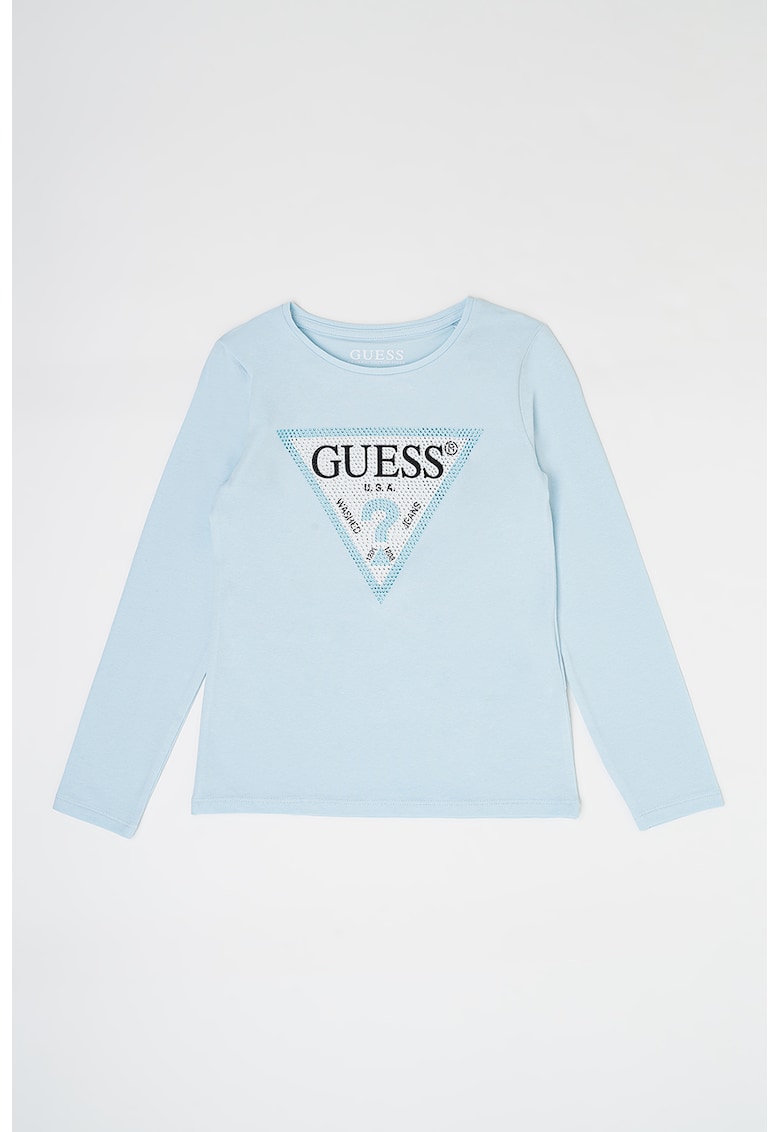 GUESS - Bluza cu imprimeu logo si strasuri