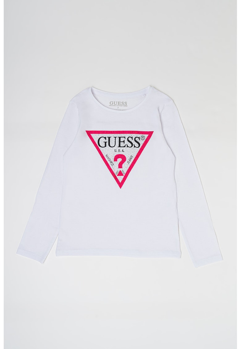 GUESS - Bluza cu imprimeu logo si strasuri