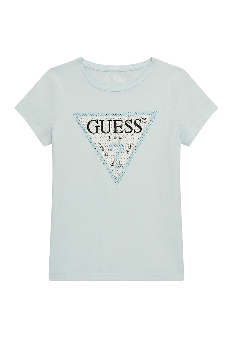 Guess - Tricou cu imprimeu logo si strasuri