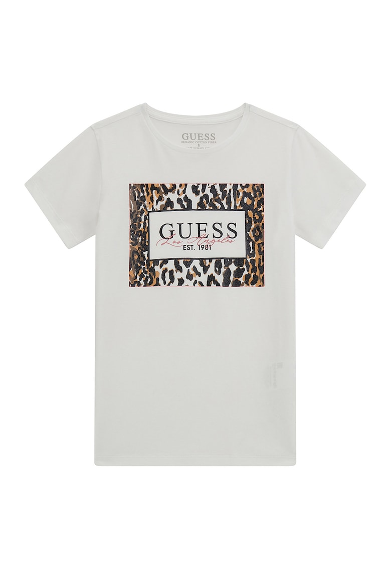 GUESS - Tricou cu imprimeu si decolteu la baza gatului