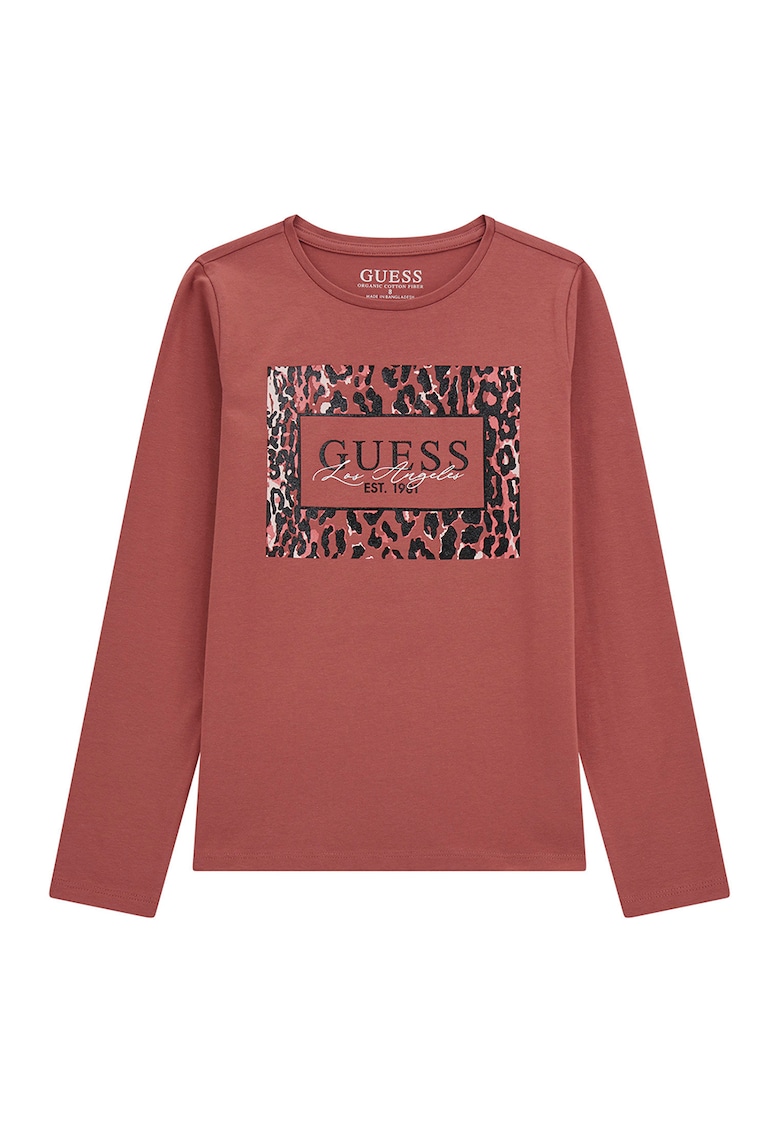 GUESS - Bluza cu imprimeu si decolteu la baza gatului