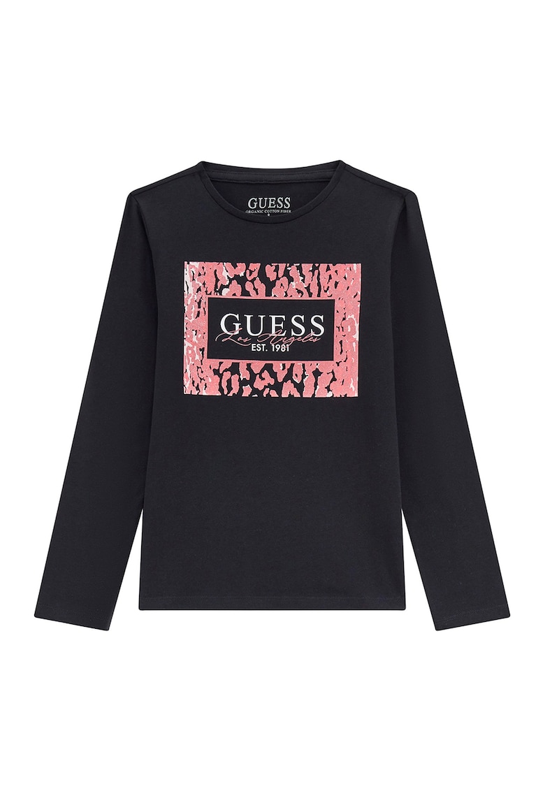 GUESS - Bluza cu imprimeu si decolteu la baza gatului