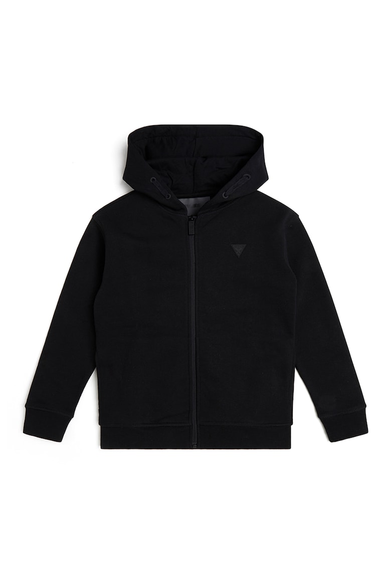 Hanorac din amestec de bumbac cu fermoar - Negru