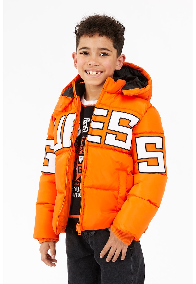 Geaca cu imprimeu logo - Portocaliu mandarina/Alb optic