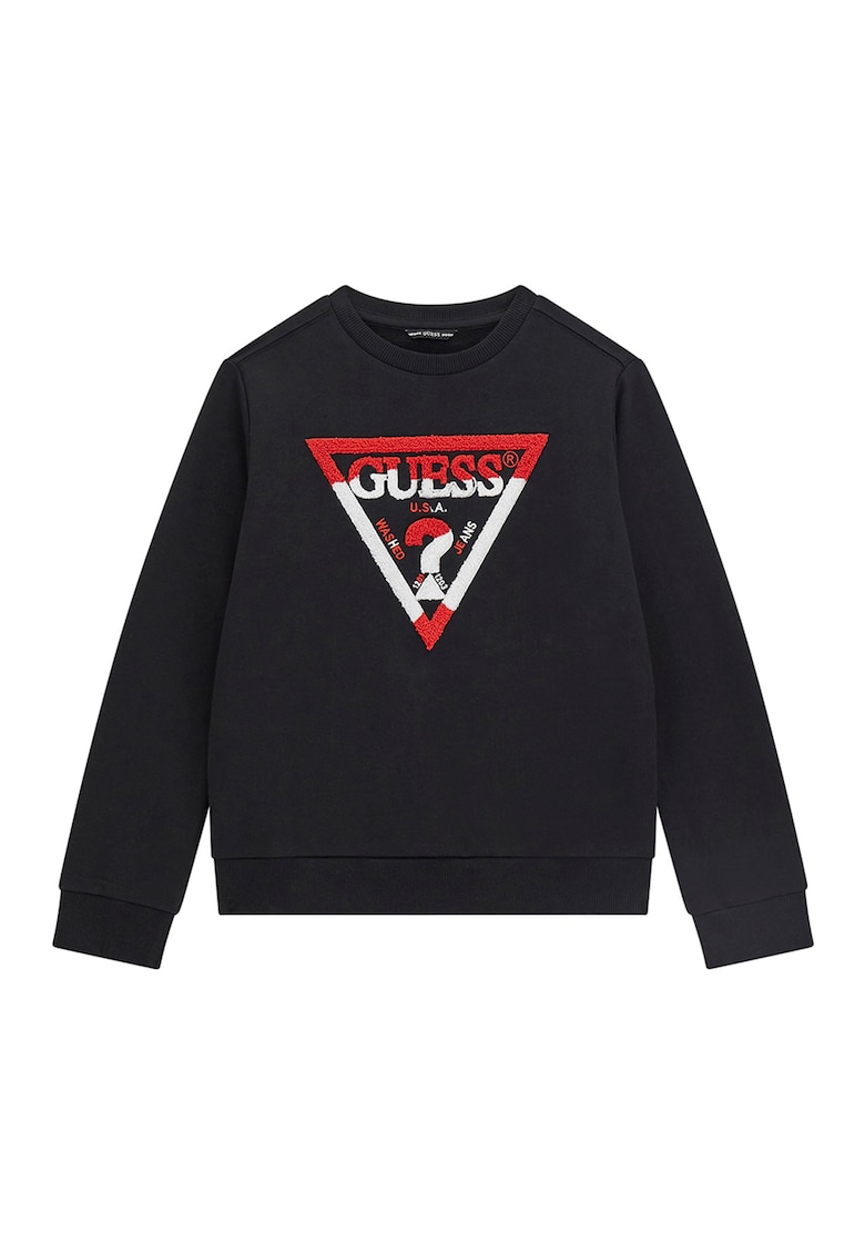 GUESS - Bluza de trening cu logo si decolteu la baza gatului