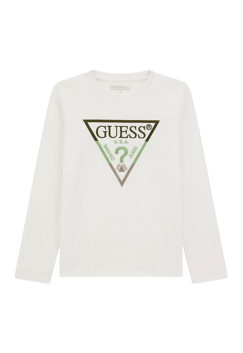 GUESS - Bluza cu logo brodat si decolteu la baza gatului