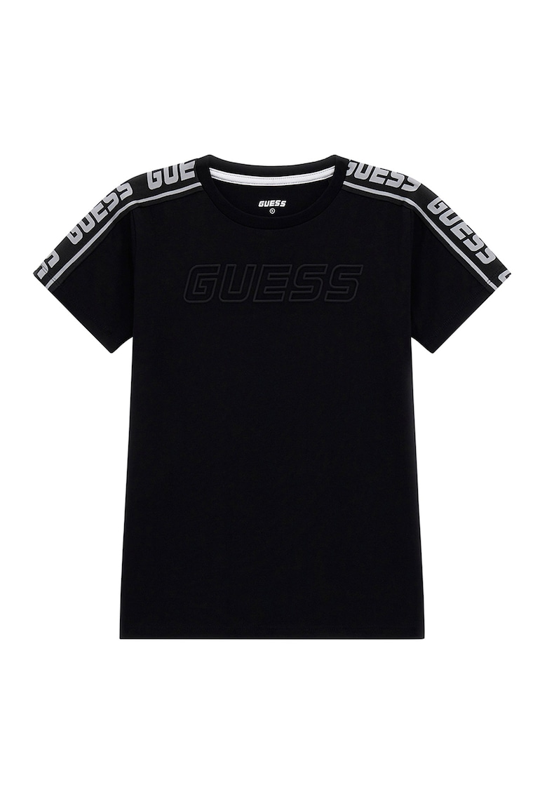 Guess Kids Tricou cu logo - Negru/Coral/Alb optic