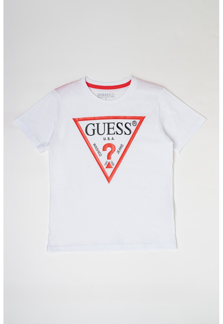 Tricou de bumbac organic cu imprimeu logo - Alb optic