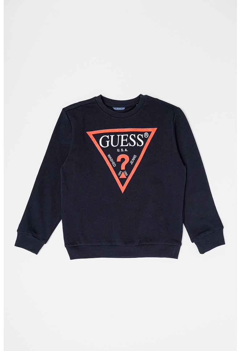 GUESS - Bluza de trening cu decolteu la baza gatului si imprimeu logo