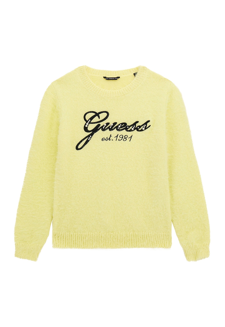 GUESS - Pulover pufos cu logo pe piept