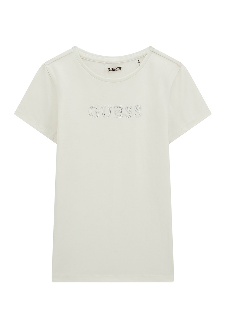 Tricou cu aplicatii din strasuri - Alb murdar/Argintiu