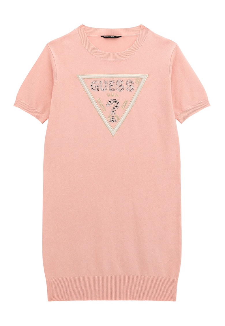 GUESS - Rochie cu maneci scurte si decorat cu strasuri