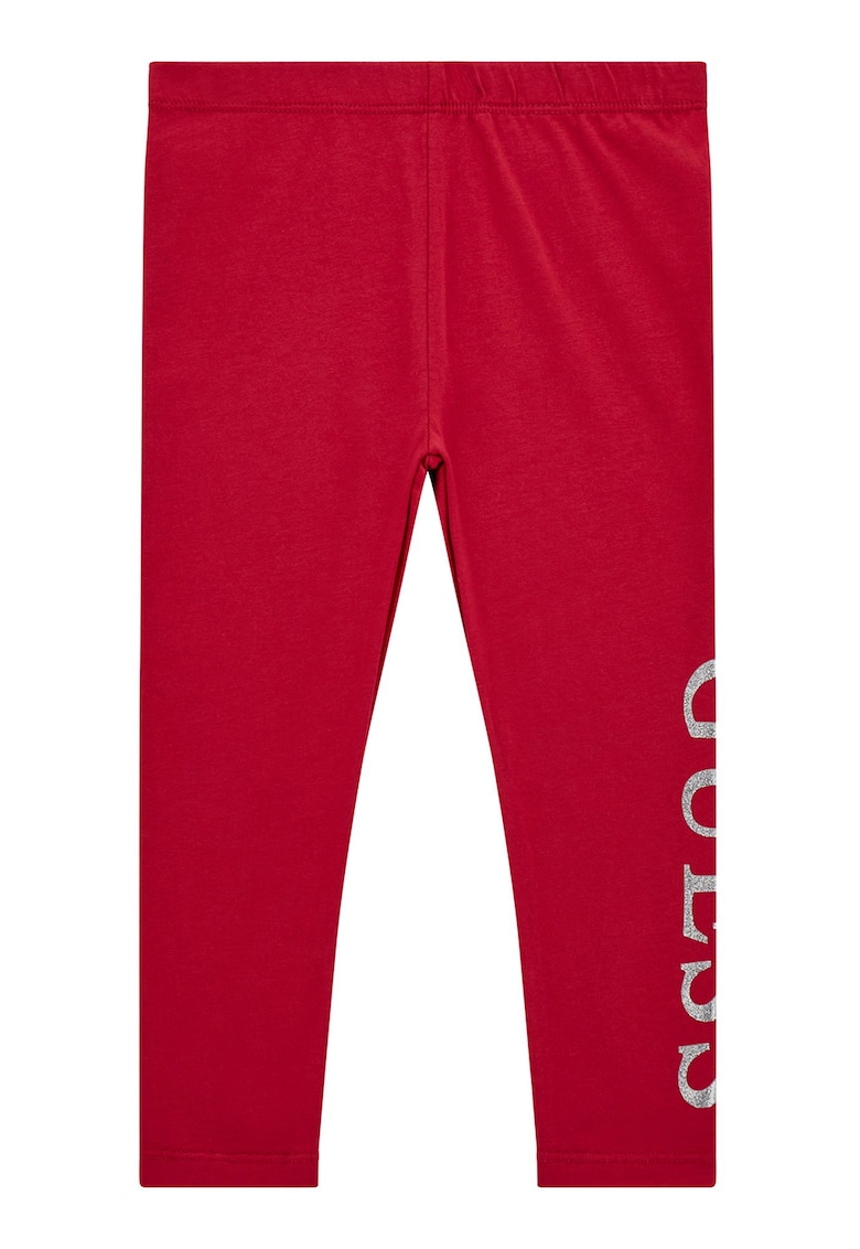 GUESS - Pantaloni din amestec de bumbac cu imprimeu logo metalizat