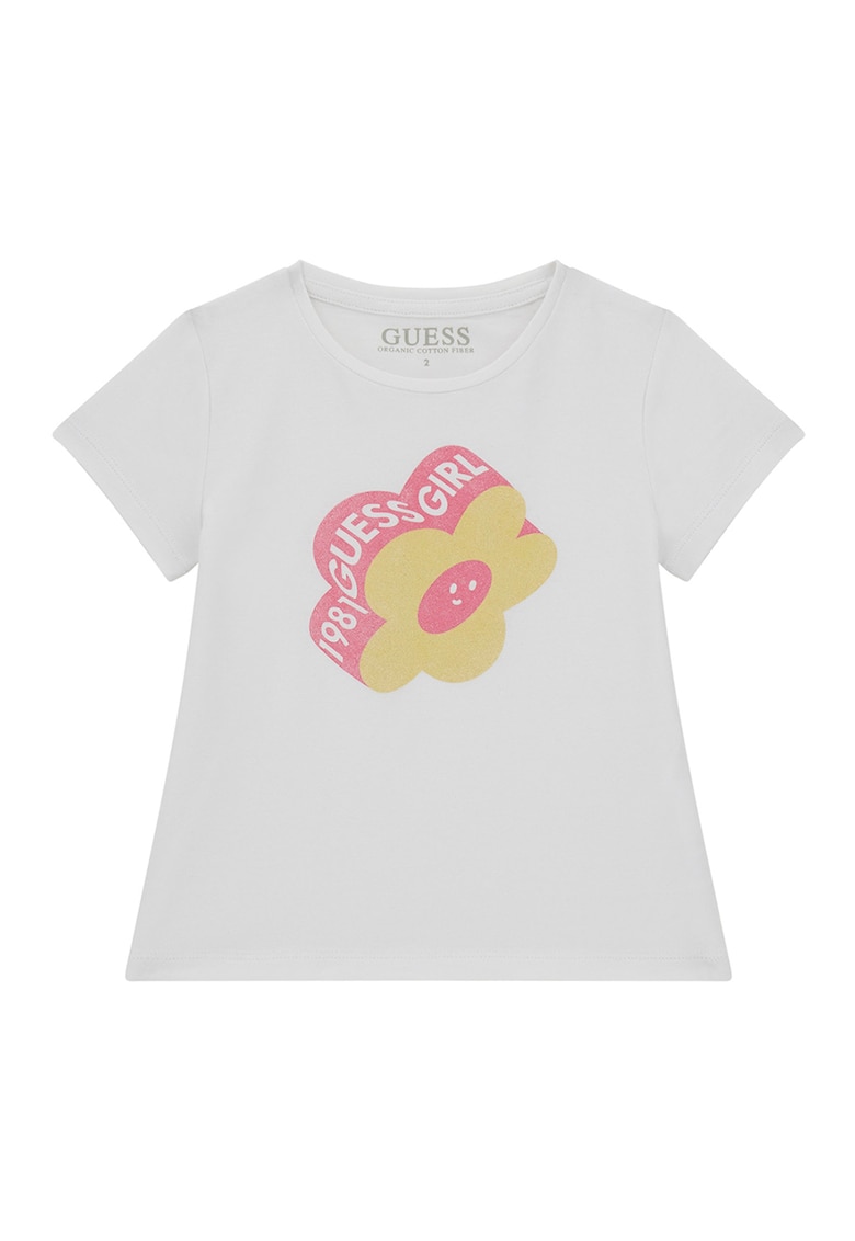 GUESS - Tricou din amestec de bumbac cu imprimeu floral