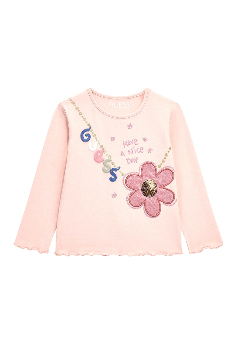 GUESS - Bluza din amestec de bumbac cu model logo