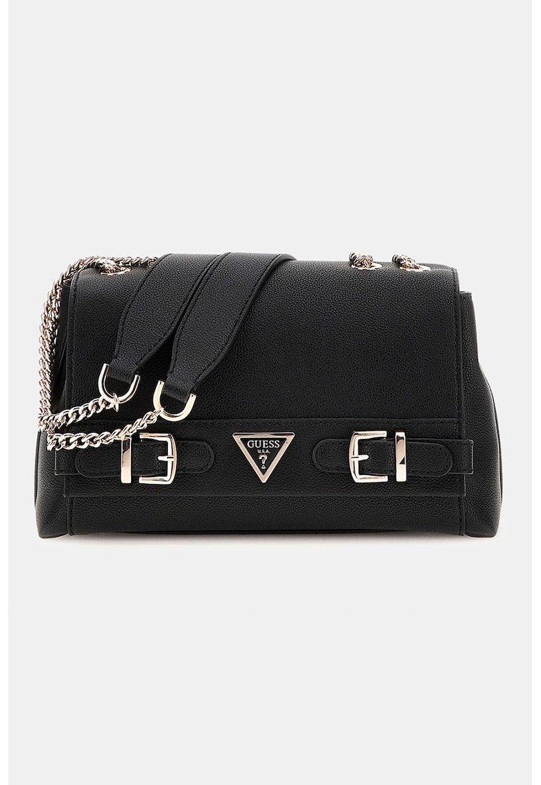 Geanta de piele ecologica cu bareta si logo Ali Luxury - Negru