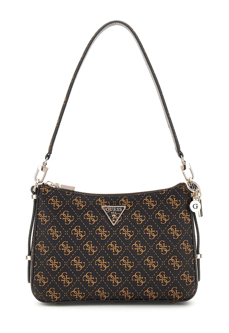 Geanta de piele ecologica cu bareta de umar si logo Carly