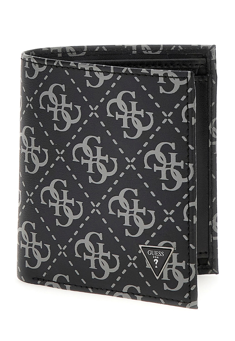 Portofel pliabil de piele cu model monograma